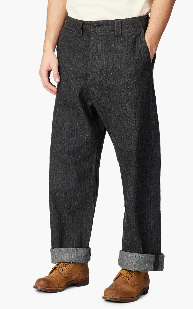 Samurai Jeans SWC600C23-HB Wide Work Pants Neppy HBT Black 13oz - Image 4