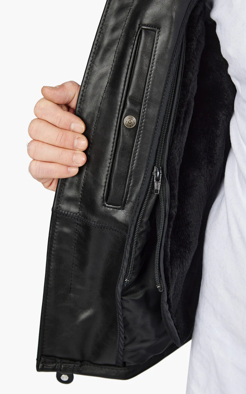 Schott NYC 141 Classic Cafe Racer Leather Motorcycle Jacket Black - Image 6