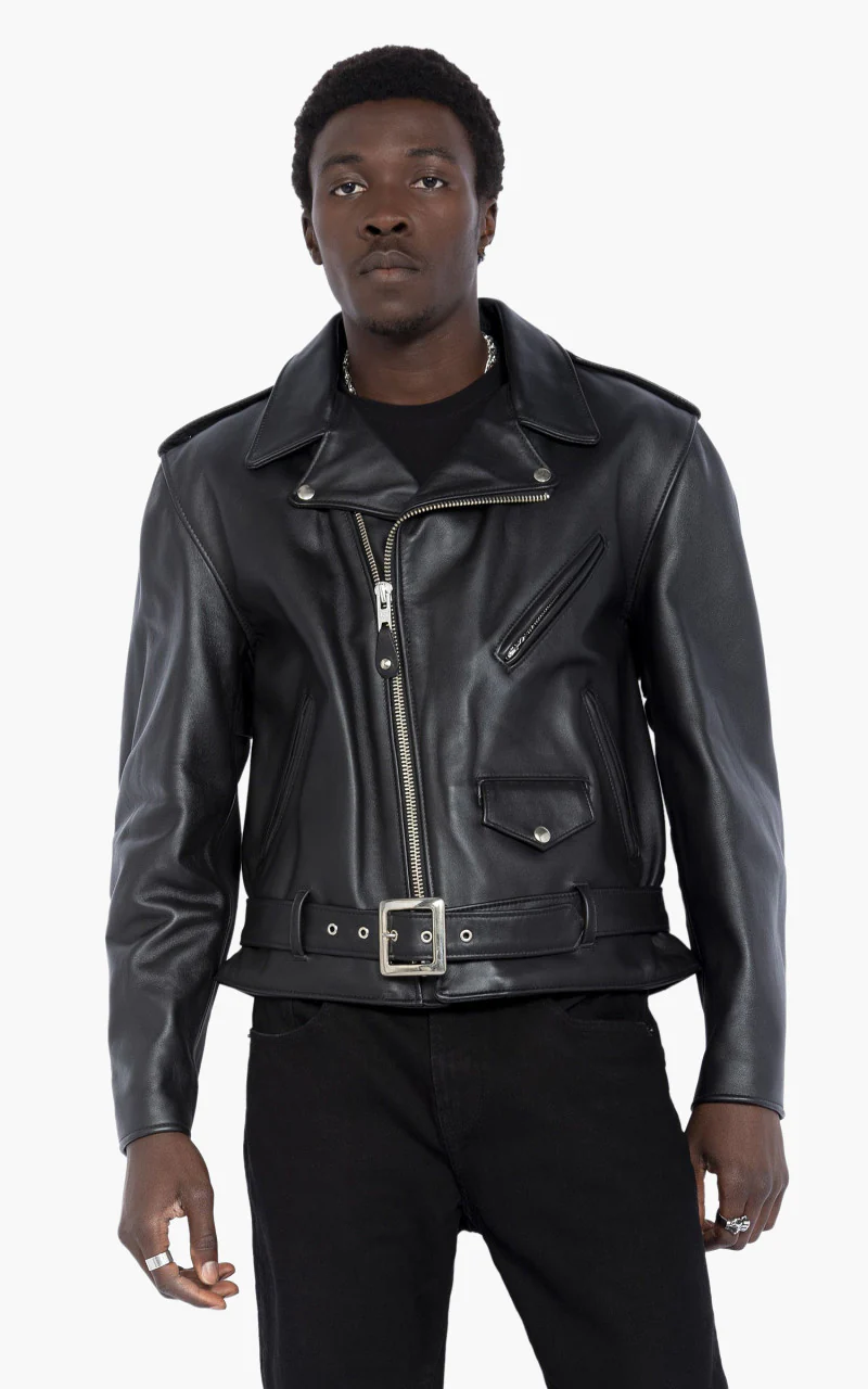 Schott NYC 613 One Star Perfecto Motorcycle Leather Jacket Black - Image 3