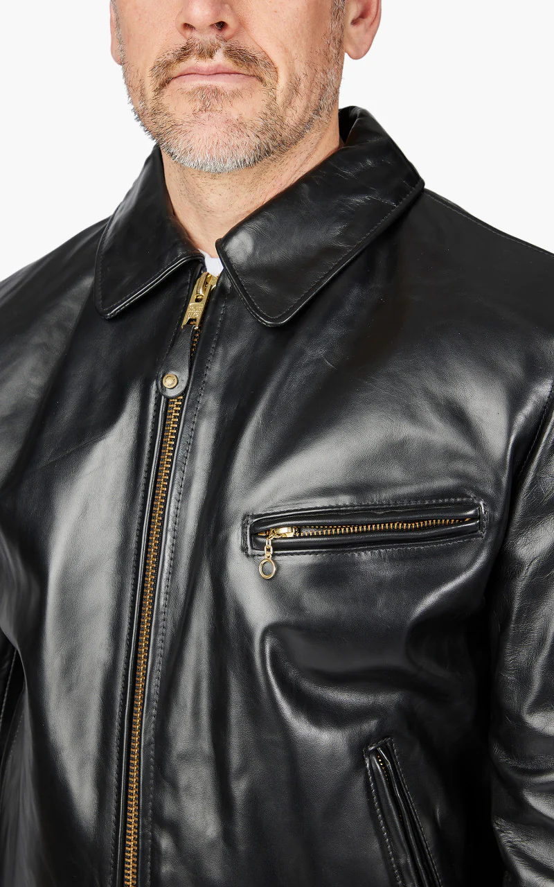 Schott NYC 689H Racer Motorcycle Leather Jacket Black - Image 5