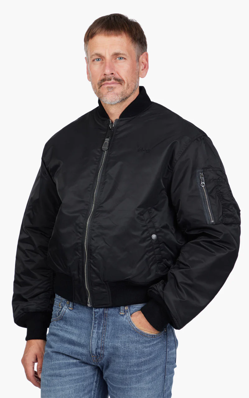 Schott NYC Airforce 90s Fit MA-1 Bomber Jacket Black - Image 4