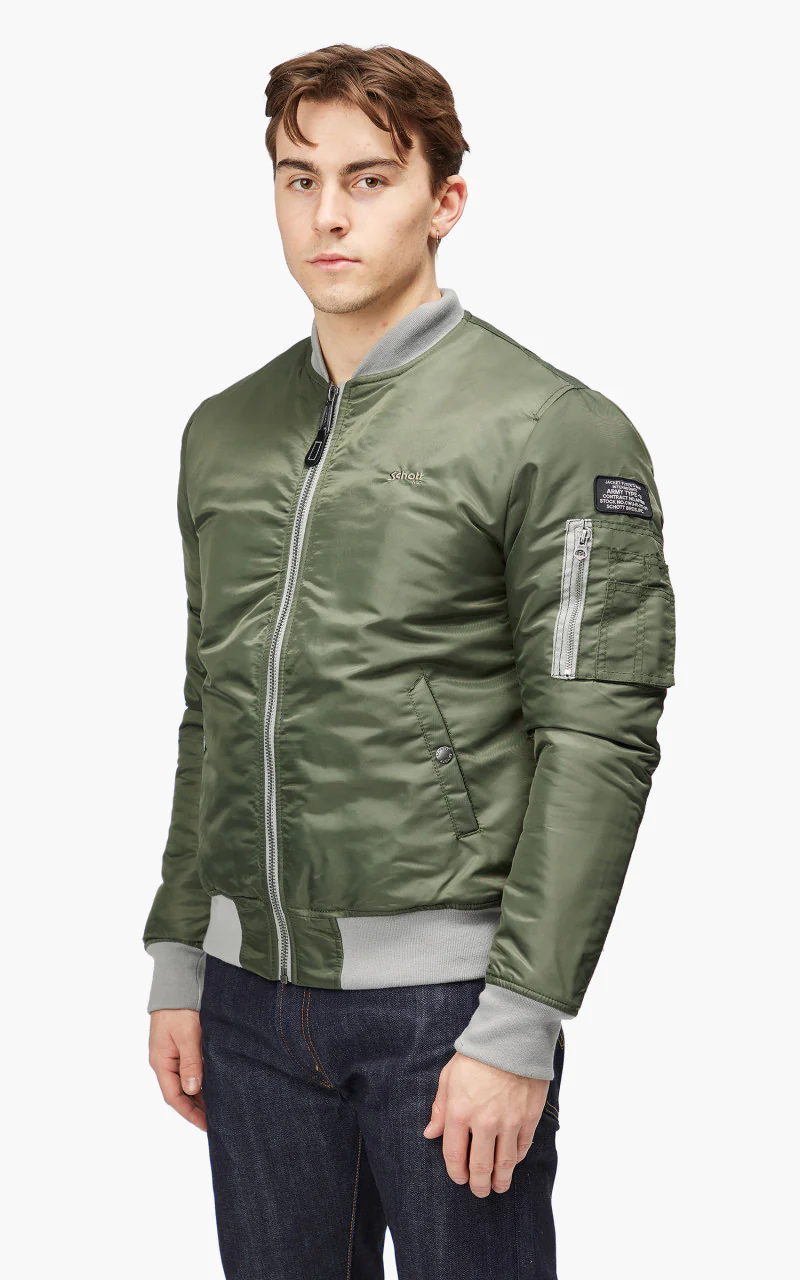 Schott NYC Airforce RS Bomber Jacket Sage Khaki - Image 4