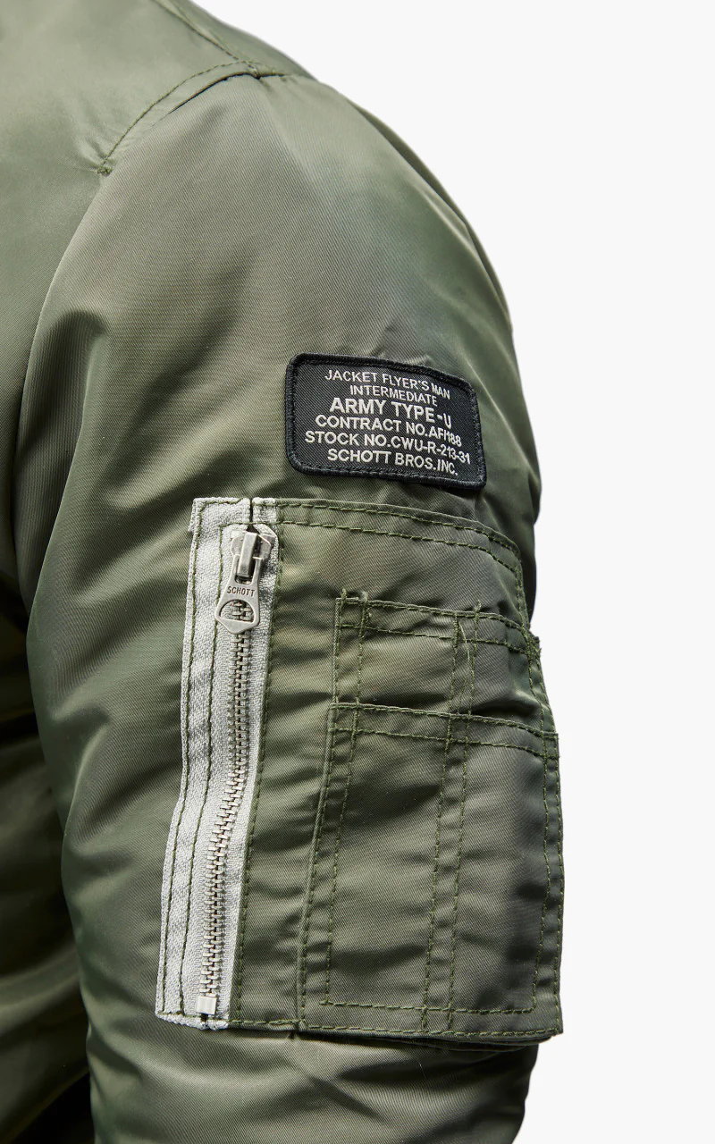 Schott NYC Airforce RS Bomber Jacket Sage Khaki - Image 7