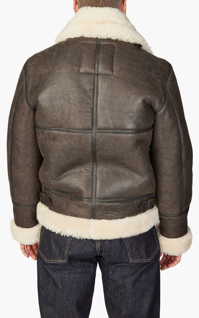 Schott NYC B-3 Bomber Jacket Sheepskin Leather Marron - Image 5