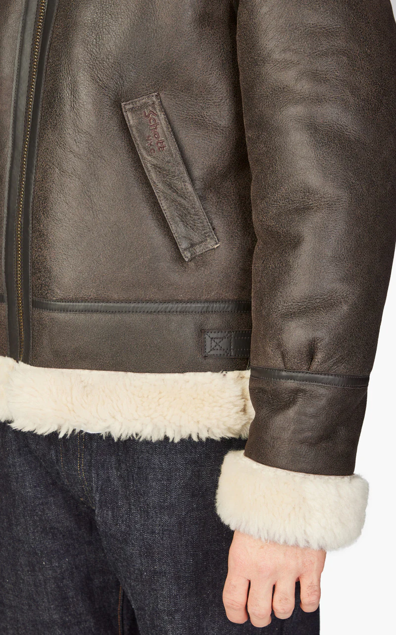 Schott NYC B-3 Bomber Jacket Sheepskin Leather Marron - Image 7