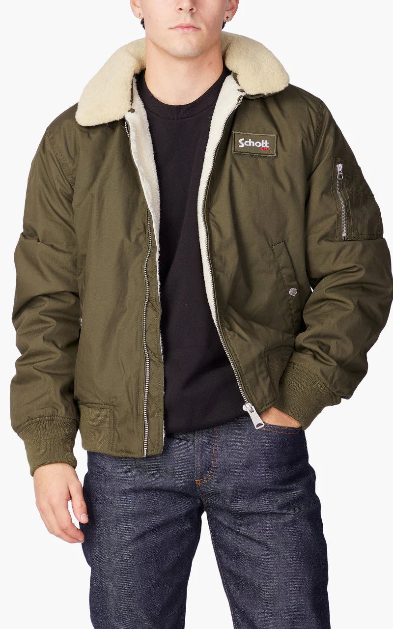 Schott NYC B18 Pilot Jacket Dark Khaki - Image 4