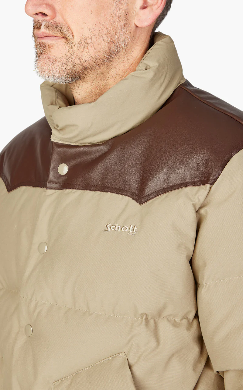 Schott NYC Blackburn Rancher Puffer Jacket Beige - Image 6