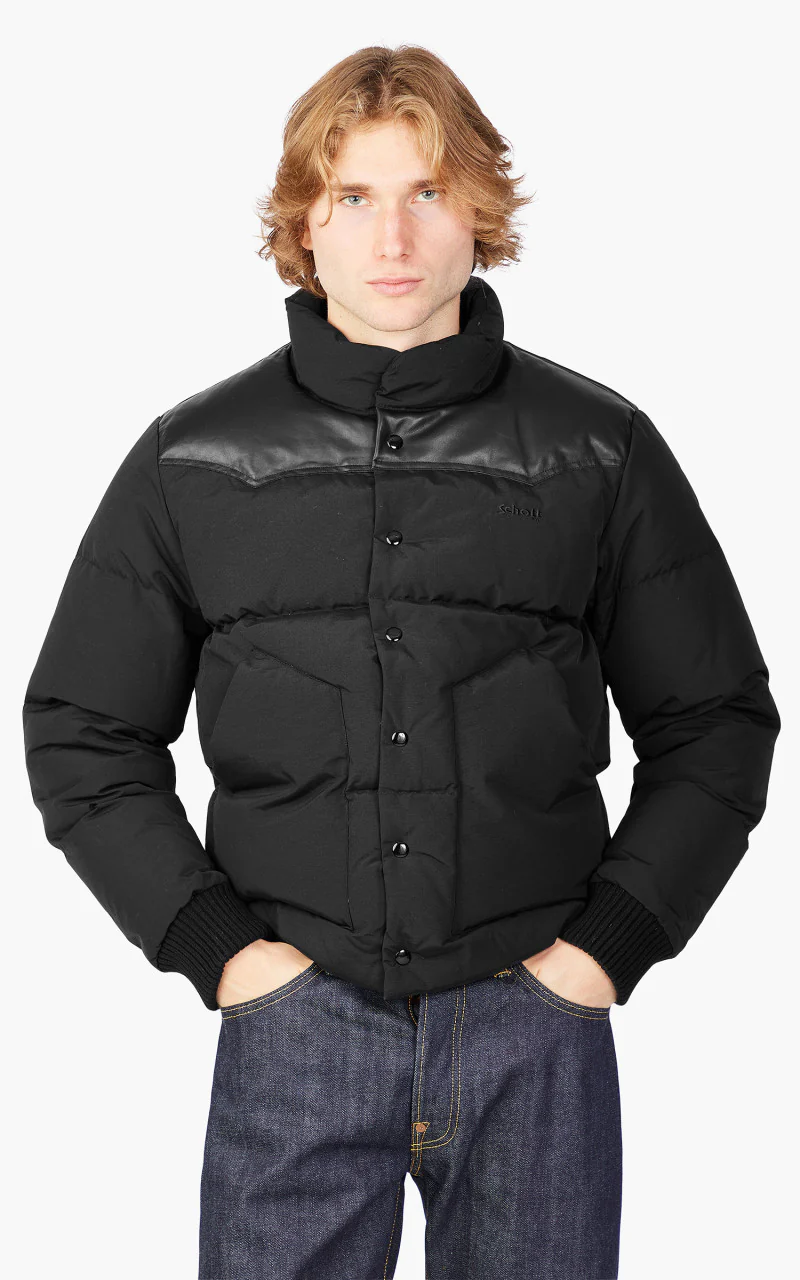 Schott NYC Blackburn Rancher Puffer Jacket Black - Image 2