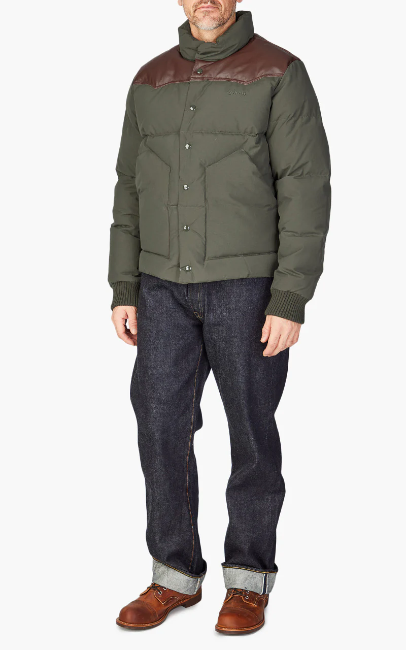 Schott NYC Blackburn Rancher Puffer Jacket Khaki - Image 2