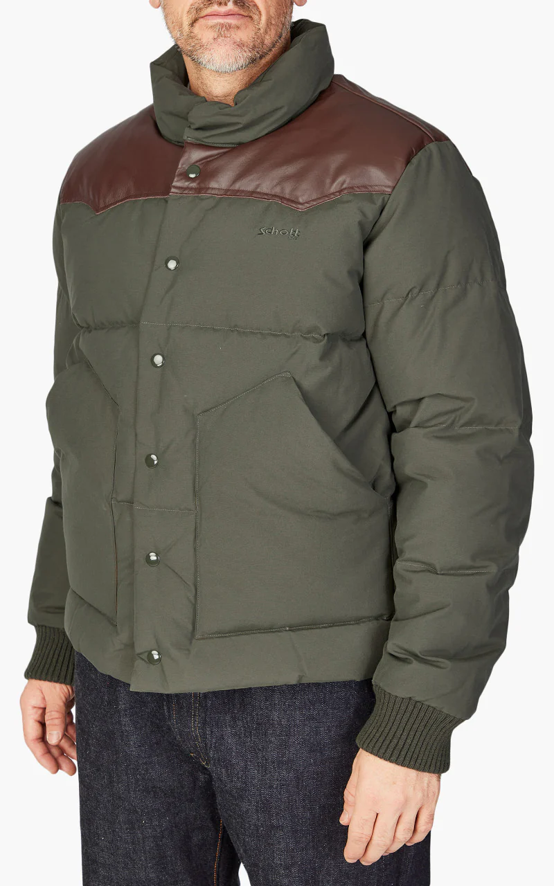 Schott NYC Blackburn Rancher Puffer Jacket Khaki - Image 4