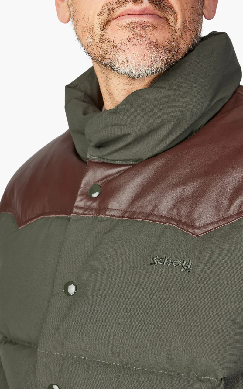 Schott NYC Blackburn Rancher Puffer Jacket Khaki - Image 6