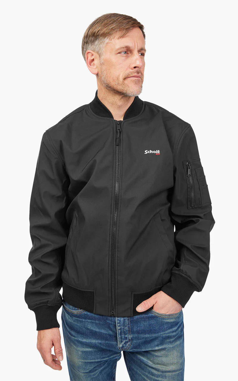 Schott NYC Kyson Bomber Jacket Black - Image 4