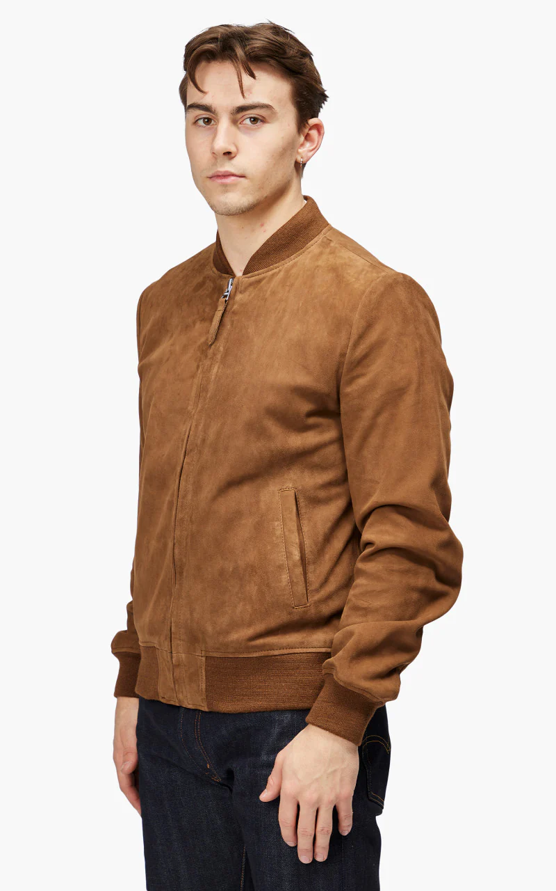 Schott NYC LC300 Suede Bomber Jacket Rust - Image 3