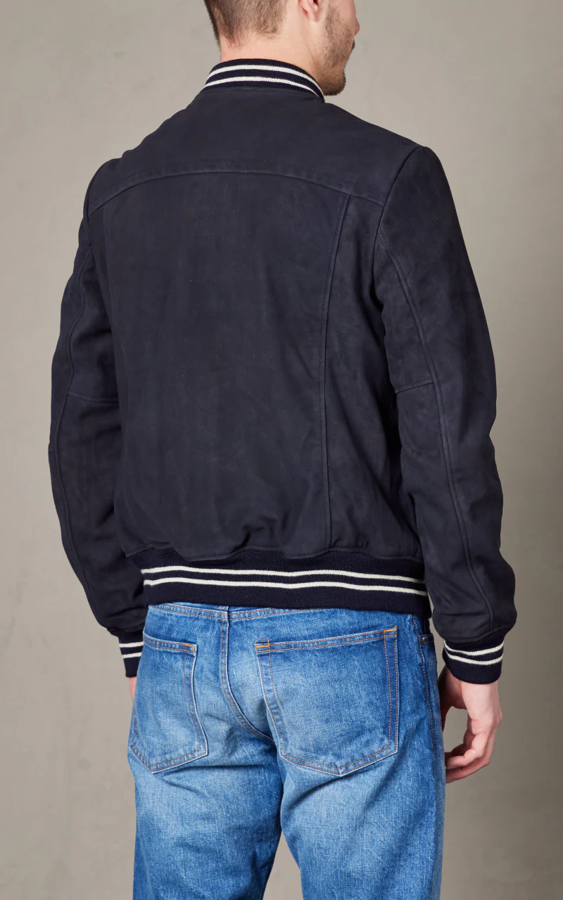 Schott NYC LC300STRIPE Casual Bomber Jacket Navy - Image 4