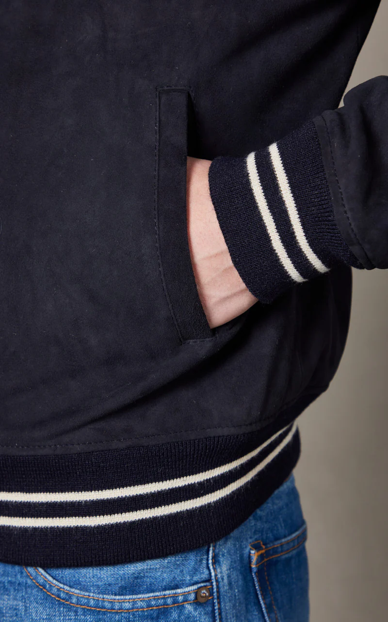 Schott NYC LC300STRIPE Casual Bomber Jacket Navy - Image 6