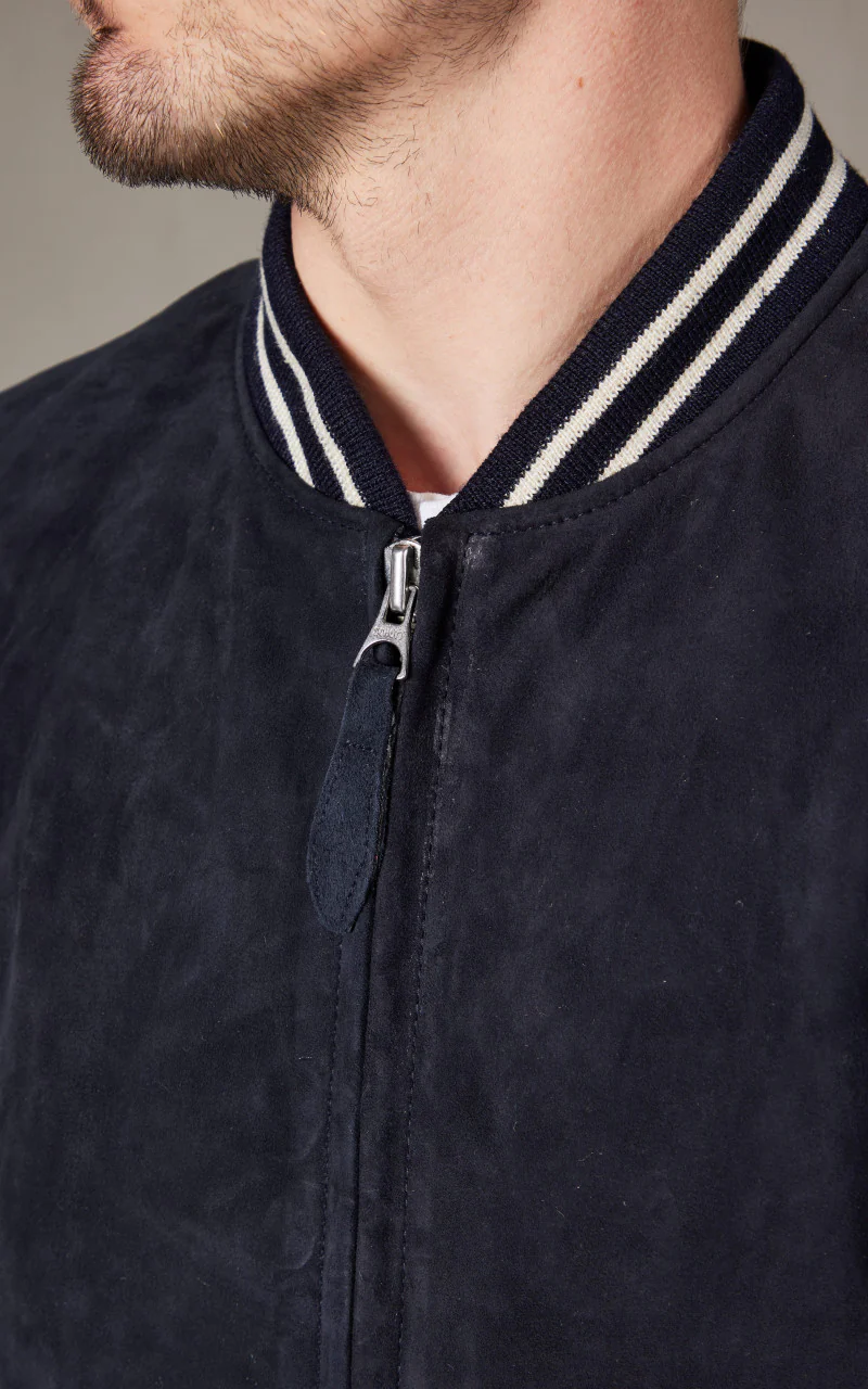 Schott NYC LC300STRIPE Casual Bomber Jacket Navy - Image 7