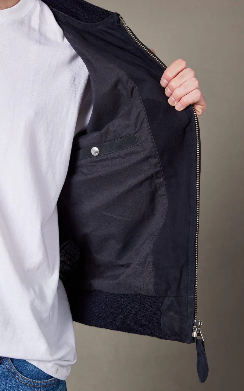 Schott NYC LC300STRIPE Casual Bomber Jacket Navy - Image 8