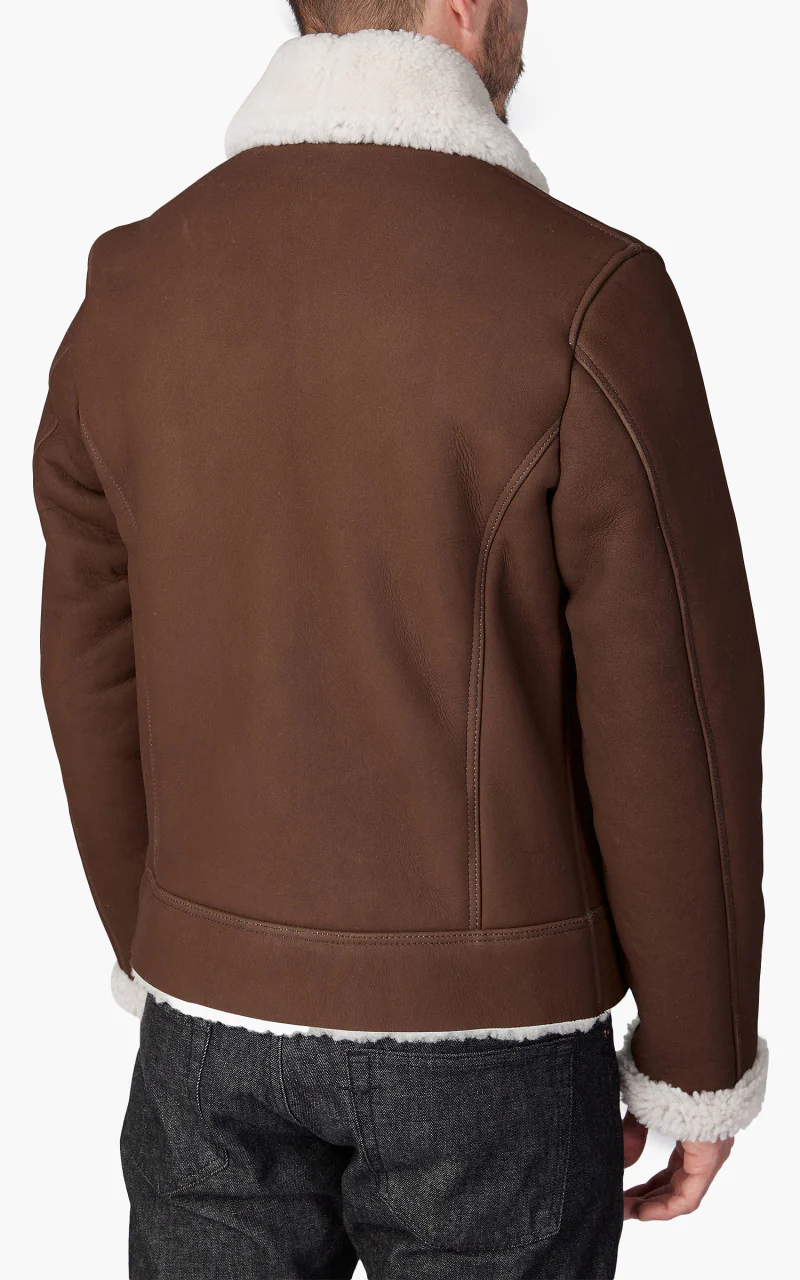 Schott NYC LCB100S Retro Dual Sided Sheepskin Jacket Brown - Image 6