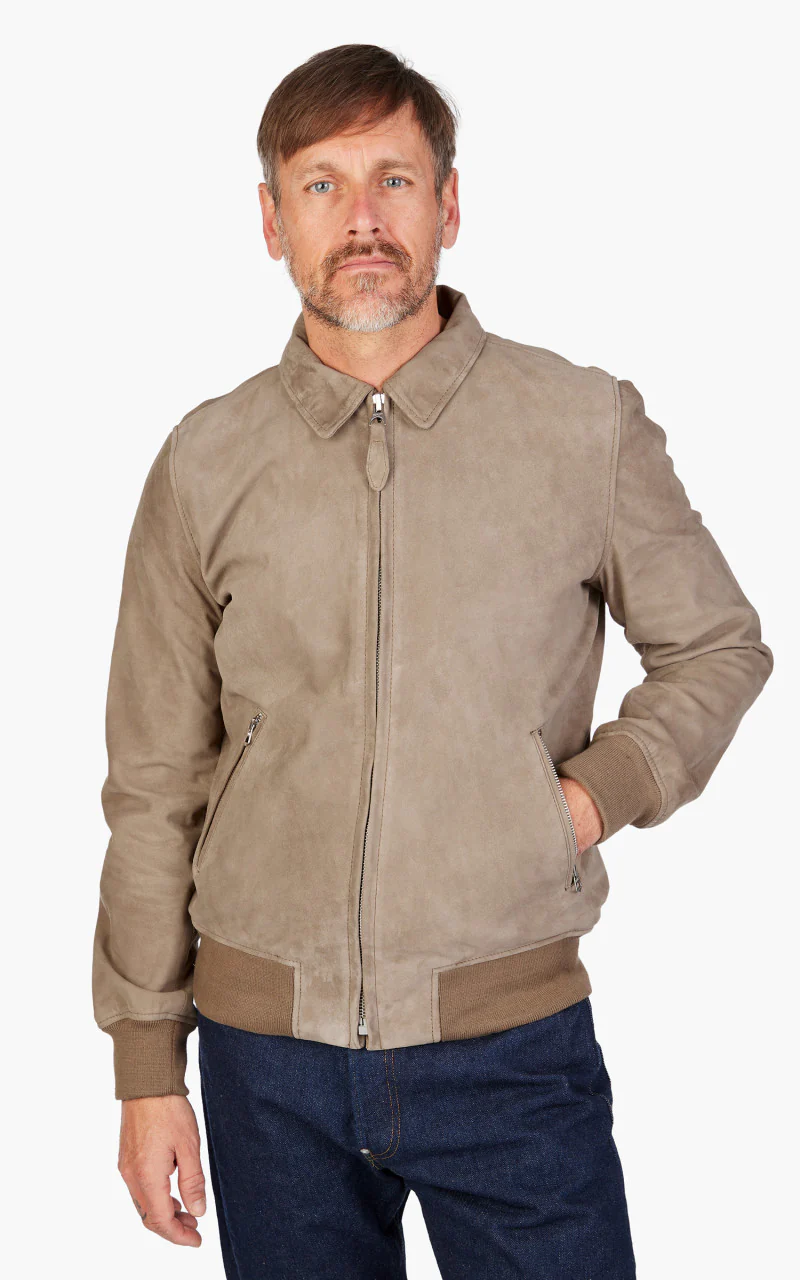 Schott NYC LCYALESS Jacket Suede Dark Beige - Image 2