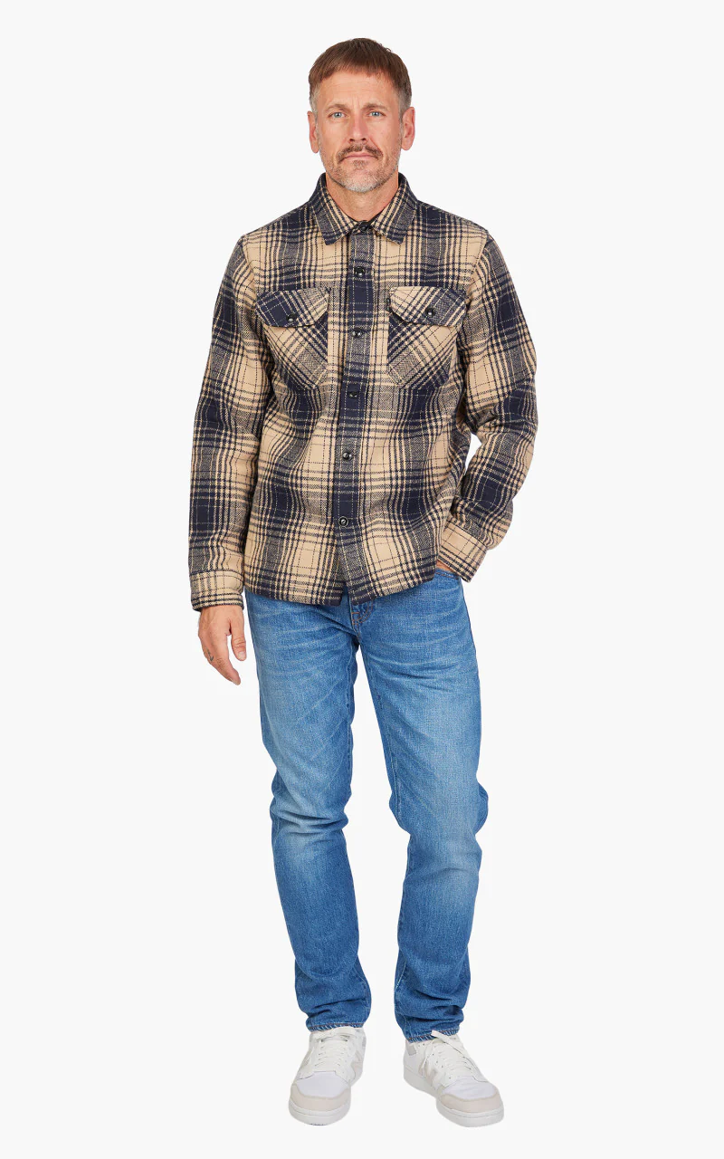 Schott NYC Overshirt Dark Navy Check - Image 2