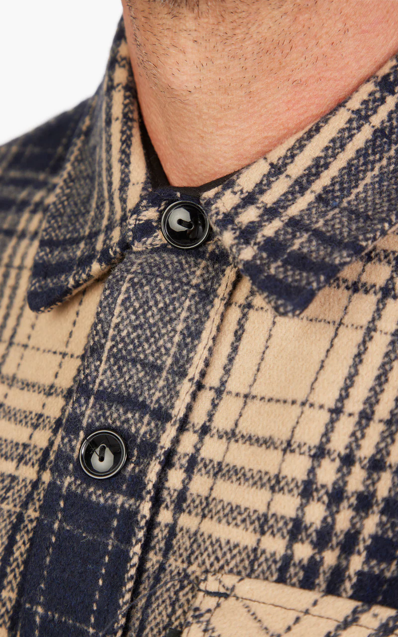 Schott NYC Overshirt Dark Navy Check - Image 5
