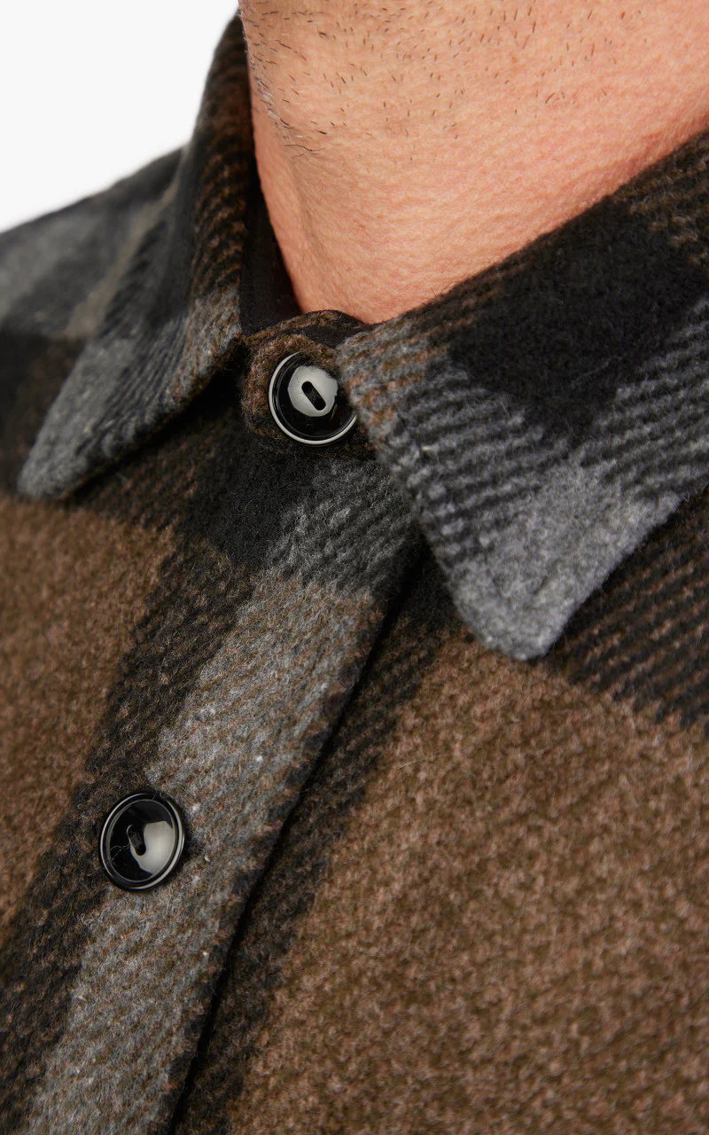 Schott NYC Overshirt Khaki Check - Image 5