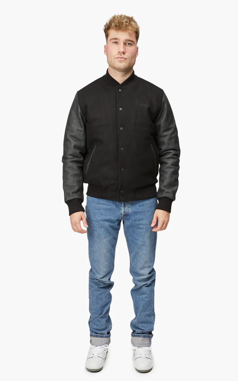 Schott NYC Varsity Jacket LCUSA Black/Black - Image 2