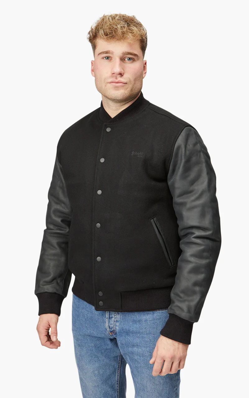 Schott NYC Varsity Jacket LCUSA Black/Black - Image 4
