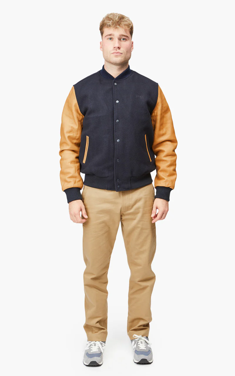 Schott NYC Varsity Jacket LCUSA Navy/Cognac - Image 4