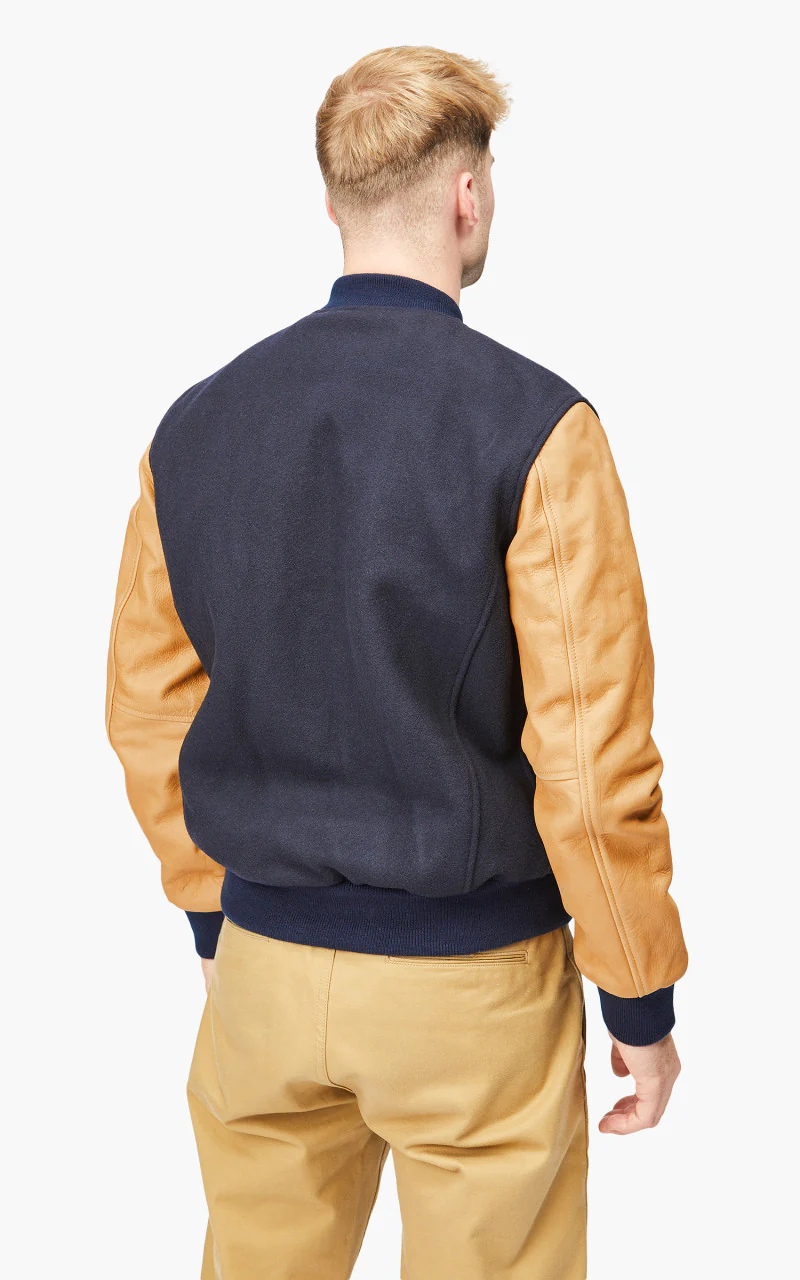 Schott NYC Varsity Jacket LCUSA Navy/Cognac - Image 7