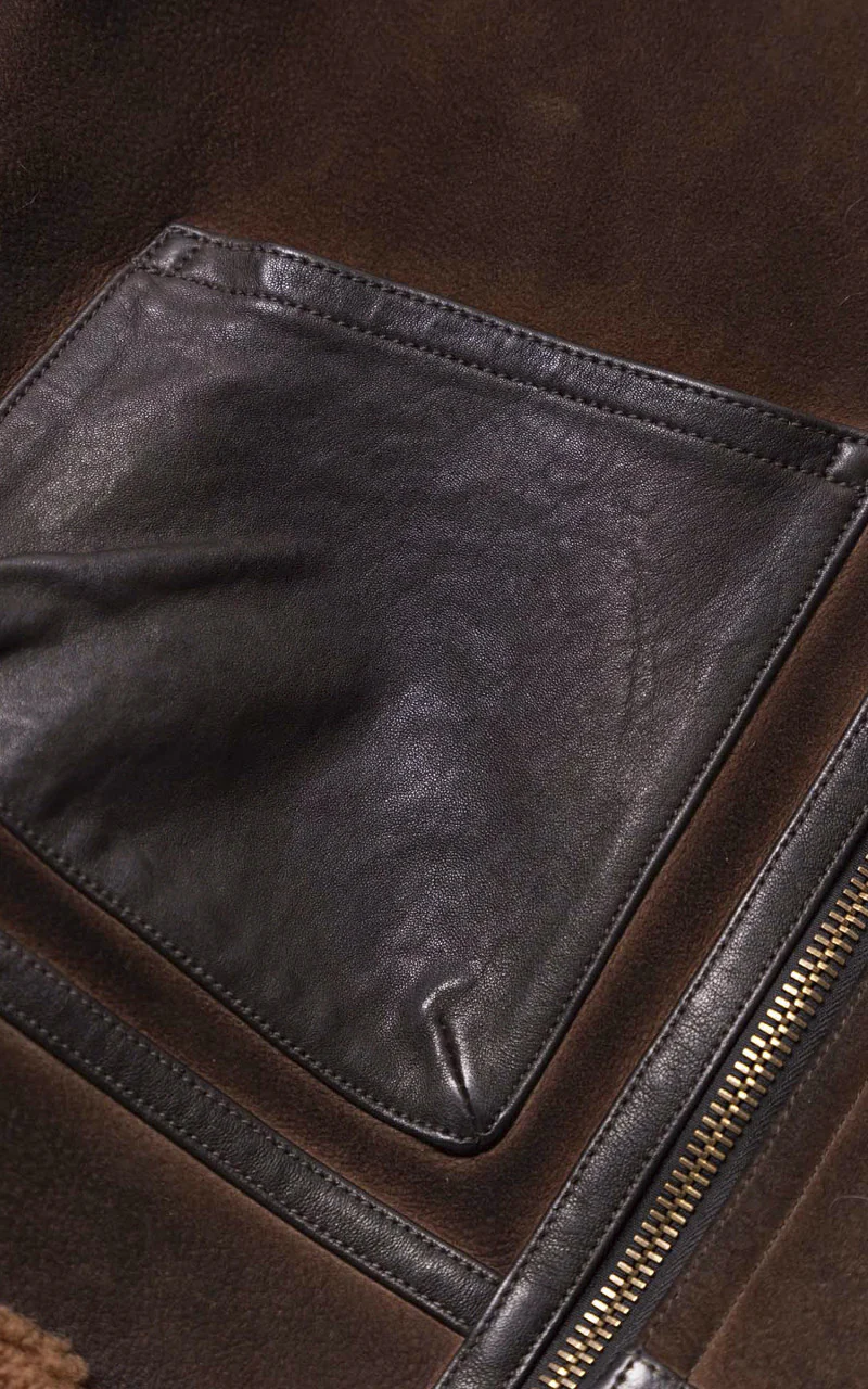 Shangri-La Heritage Aviatore B-3 Shearling Leather Jacket Castagno - Image 11