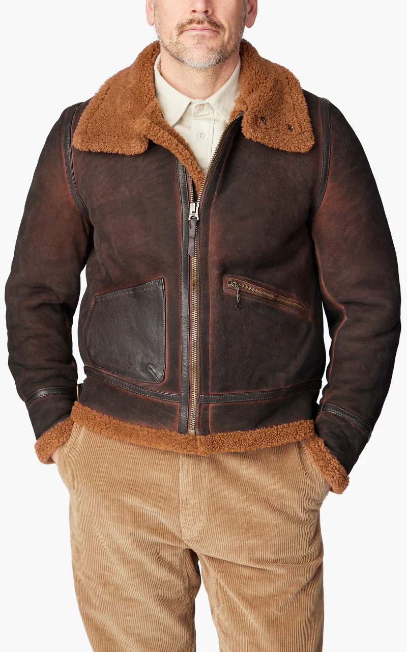 Shangri-La Heritage Aviatore B-3 Shearling Leather Jacket Castagno - Image 2