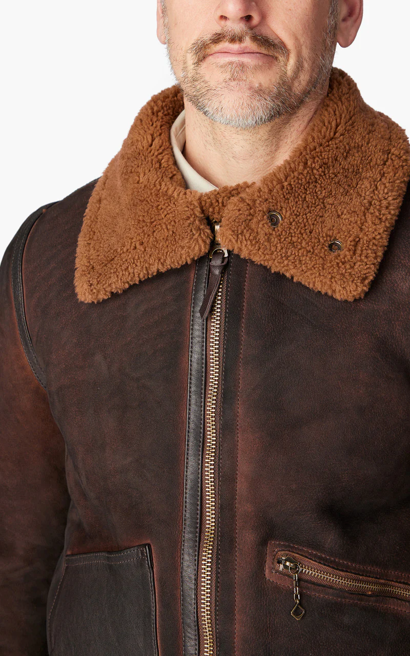 Shangri-La Heritage Aviatore B-3 Shearling Leather Jacket Castagno - Image 5