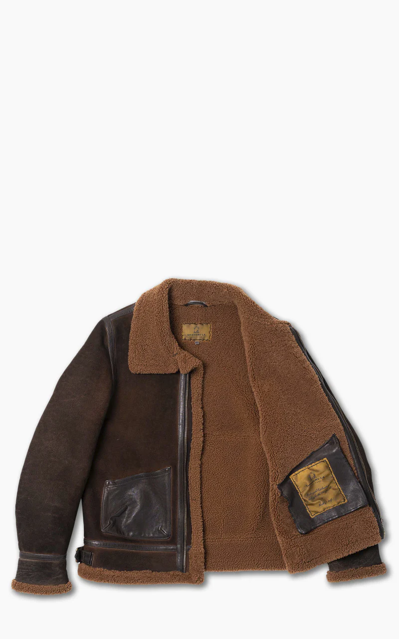 Shangri-La Heritage Aviatore B-3 Shearling Leather Jacket Castagno - Image 6