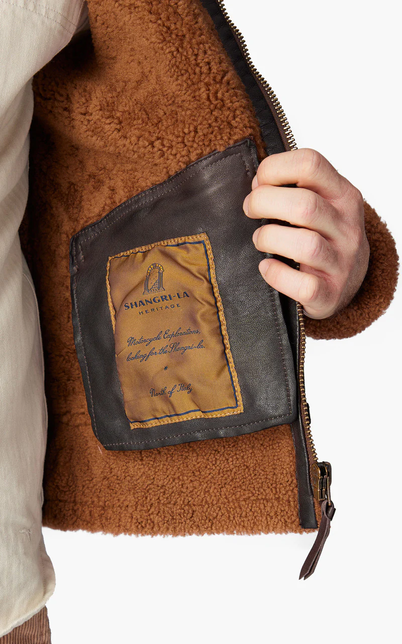 Shangri-La Heritage Aviatore B-3 Shearling Leather Jacket Castagno - Image 7