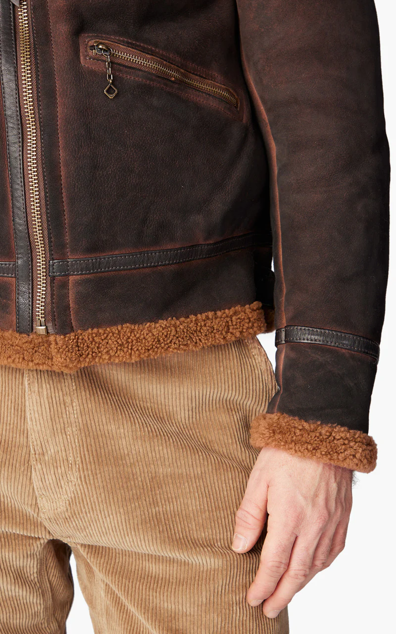 Shangri-La Heritage Aviatore B-3 Shearling Leather Jacket Castagno - Image 9