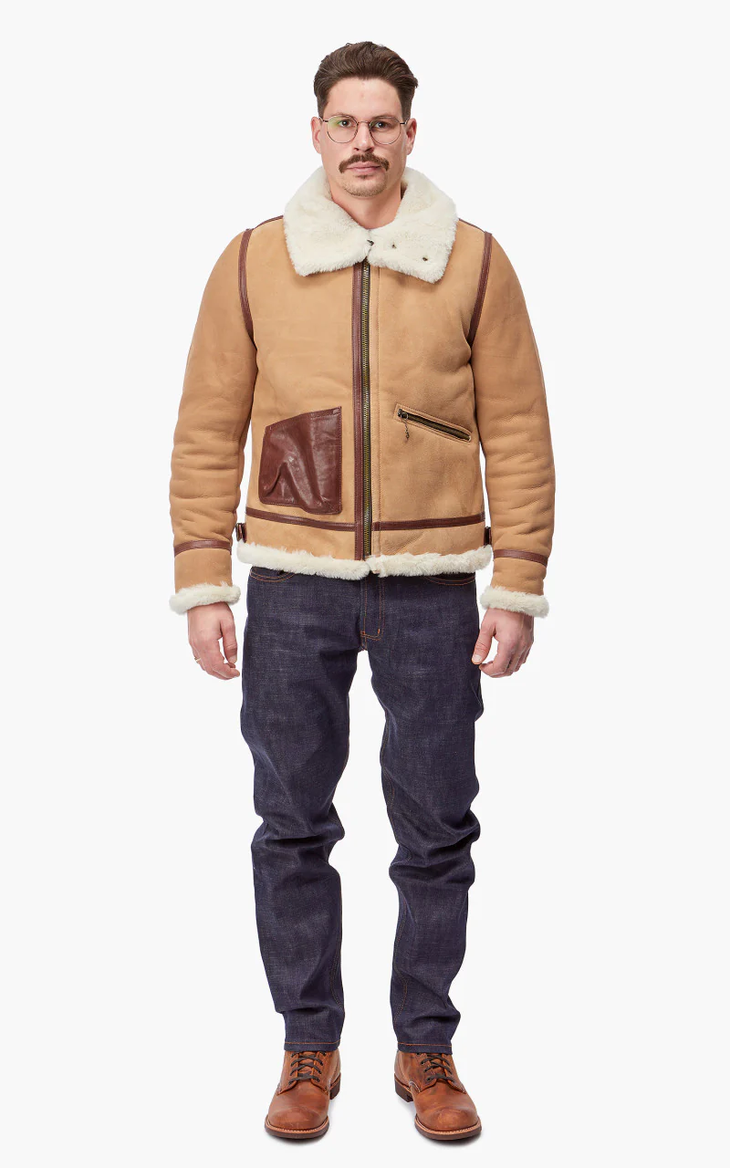 Shangri-La Heritage Aviatore B-3 Shearling Leather Jacket Sabbia - Image 2