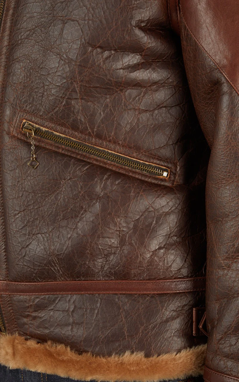 Shangri-La Heritage Aviatore B-3 Shearling Leather Jacket Seal Brown - Image 10