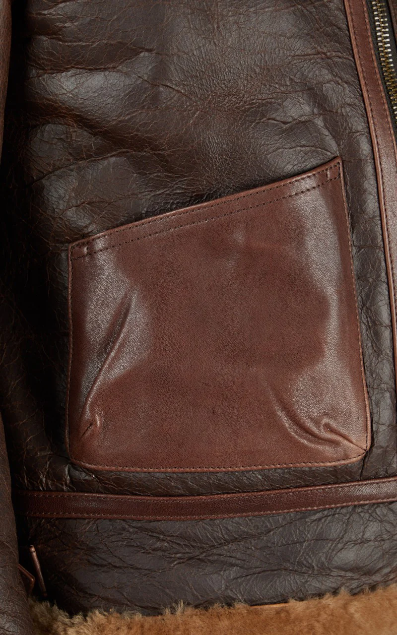 Shangri-La Heritage Aviatore B-3 Shearling Leather Jacket Seal Brown - Image 11