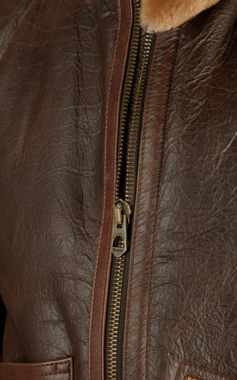 Shangri-La Heritage Aviatore B-3 Shearling Leather Jacket Seal Brown - Image 13