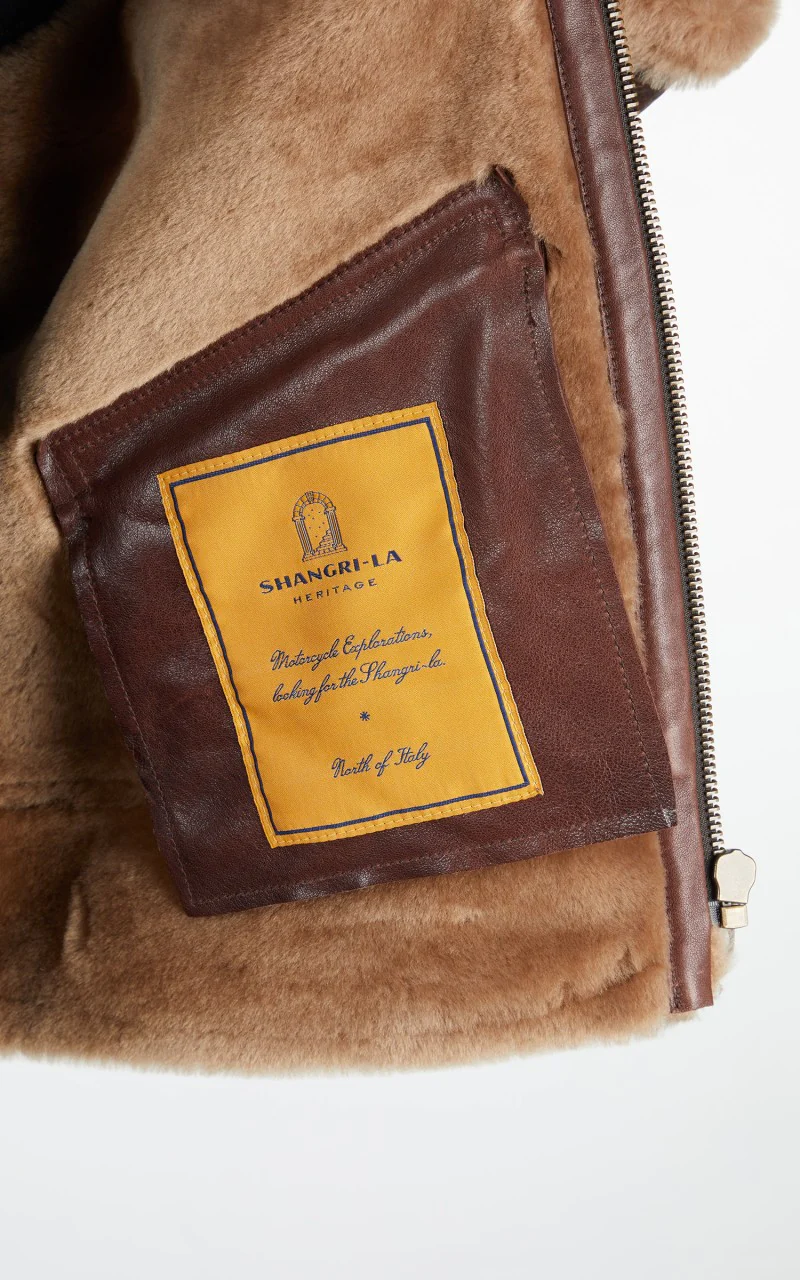 Shangri-La Heritage Aviatore B-3 Shearling Leather Jacket Seal Brown - Image 14