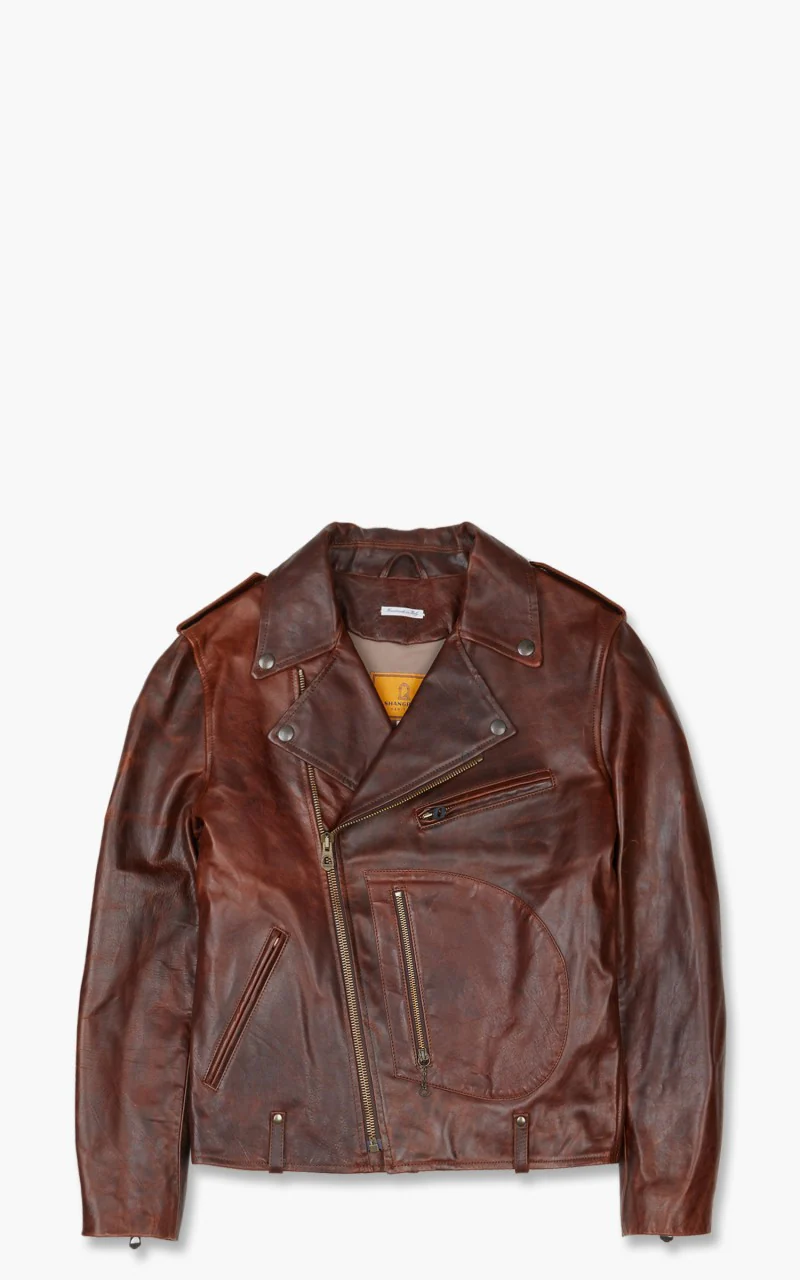 Shangri-La Heritage Chiodo Horsehide Leather Jacket Whiskey Brown