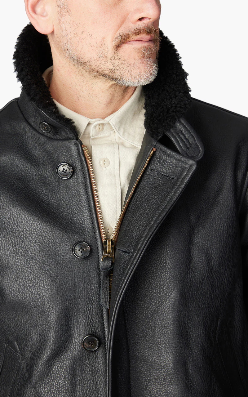 Shangri-La Heritage Deck N-1 Aniline Leather Jacket Black - Image 13