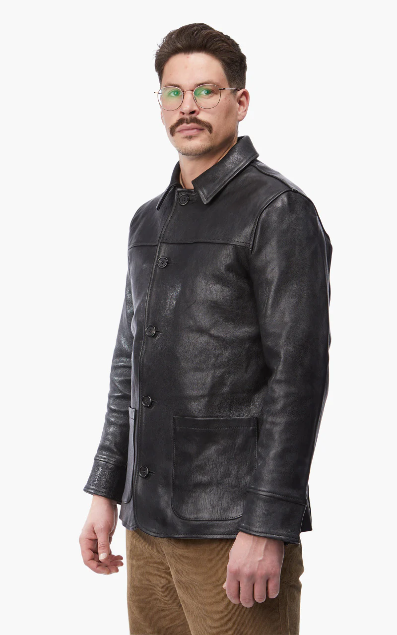 Shangri-La Heritage Enzo Car Coat Leather Black - Image 2