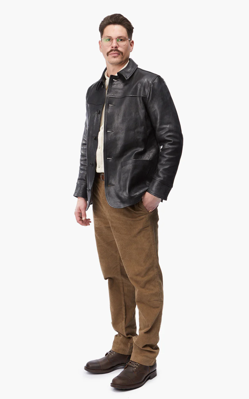 Shangri-La Heritage Enzo Car Coat Leather Black - Image 4