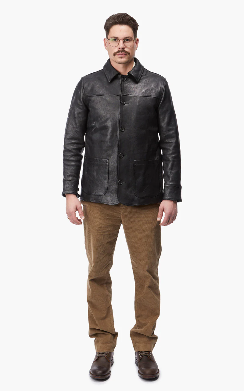 Shangri-La Heritage Enzo Car Coat Leather Black - Image 5