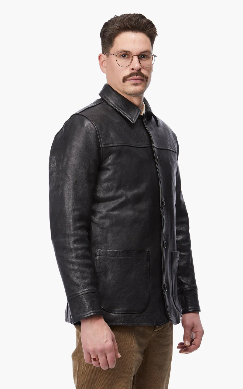Shangri-La Heritage Enzo Car Coat Leather Black - Image 6