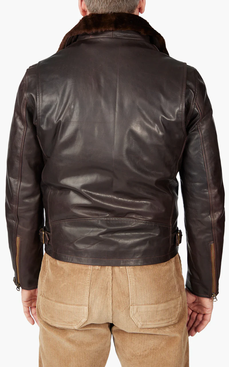 Shangri-La Heritage Varenne Fur Collar Leather Jacket Brown - Image 12