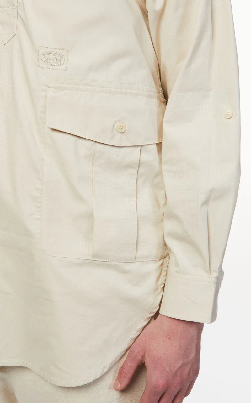 Snow Peak Takibi Light Ripstop Pullover Shirt Ivory - Image 8