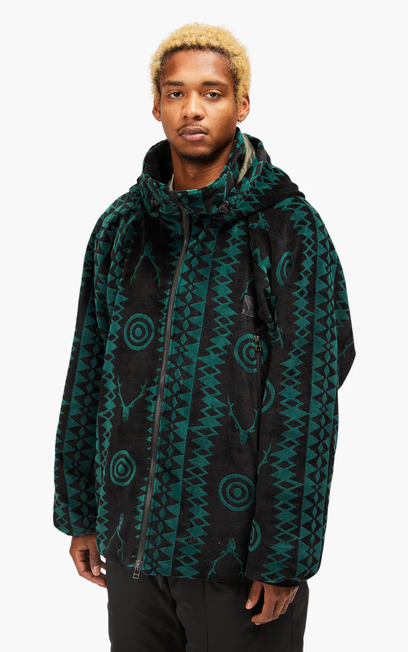 South2 West8 Weather Effect Jacket Velvet Jq. Skull & Target Black/Green - Image 4
